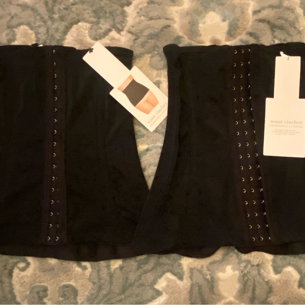 Two Black Waist Cincher Corsets